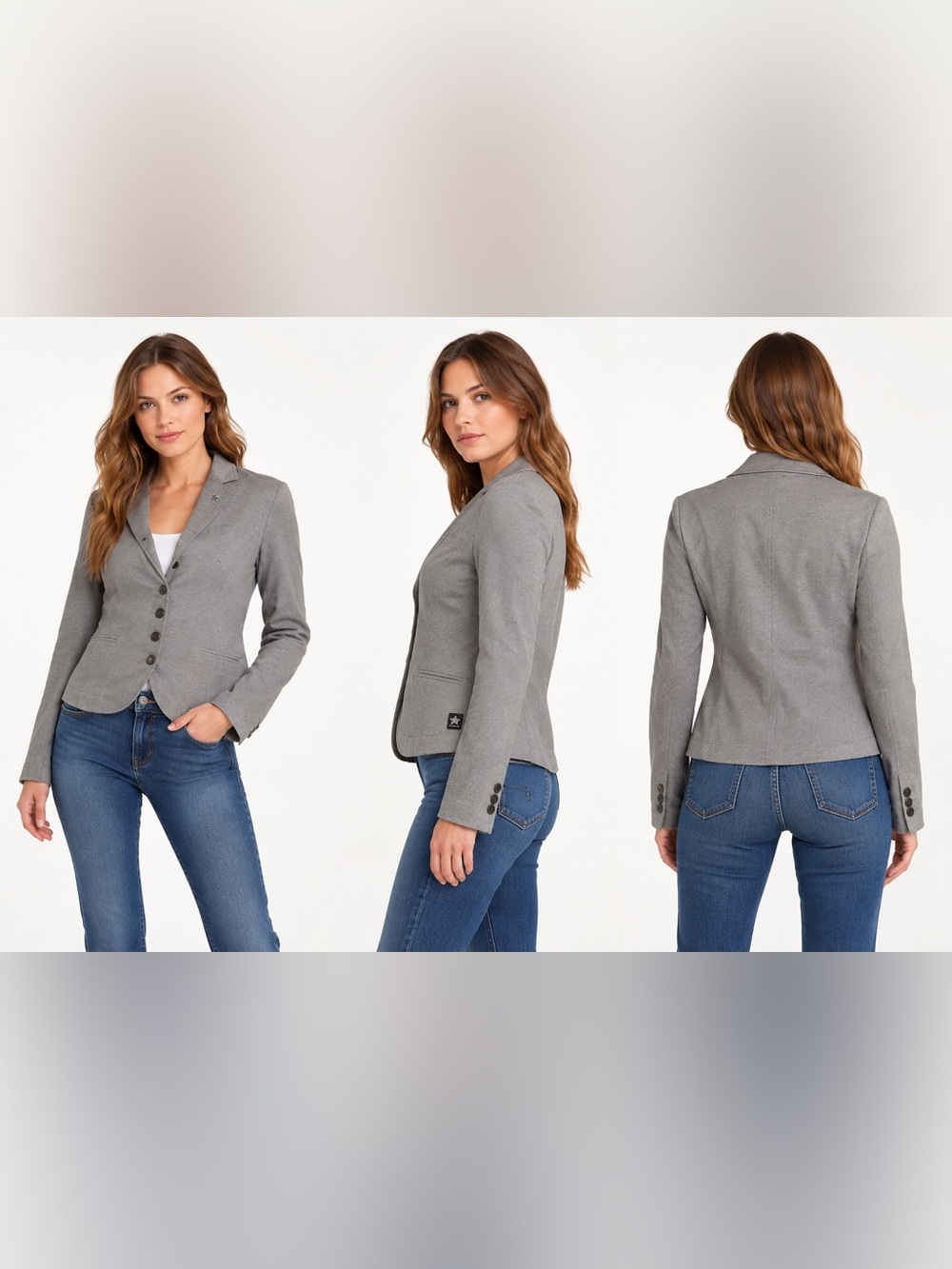 Converse One Star Gray Cotton Blazer Jacket Juniors Small Business Casual Preppy